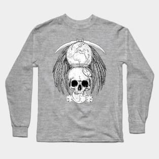 Macabre Goth Skull Head Long Sleeve T-Shirt